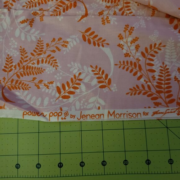 2 Yards Power Pop Fabric Jenean Morrison Pink with Orange Leaves Girlfriend PMJM - Picture 2 of 5